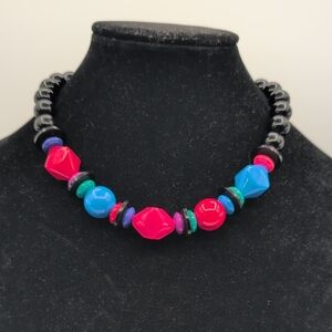 Vintage 80s Colorful Beaded Necklace